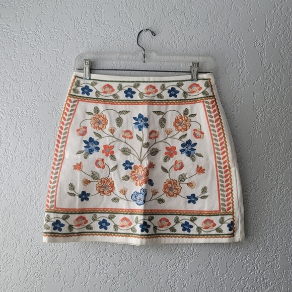 Francesca's Collections Dresses & Skirts - Floral Embroidered Skirt